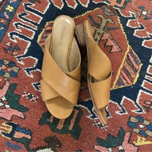 Women's Madewell Louisa Crisscross Slide On Sandals Honey Brown Leather Size 9.5